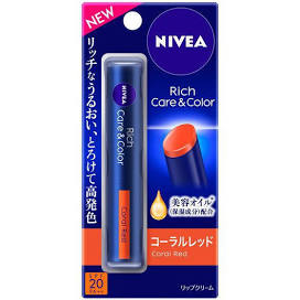 Kao NIVEA Rich Care & Color Lip Coral Red 2g Unscented