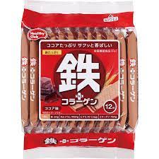 Hamada Confects /  Healthy Club Iron Plus Collagen Wafer, Cocoa Flavor, 12 Sheets